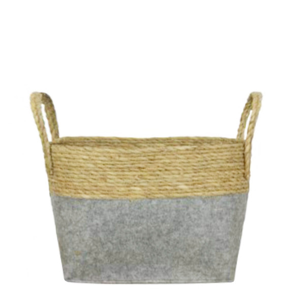 Korb Seegras und Filz, Henkelkorb natur-grau, 31x21cm, DIJK Natural Collections