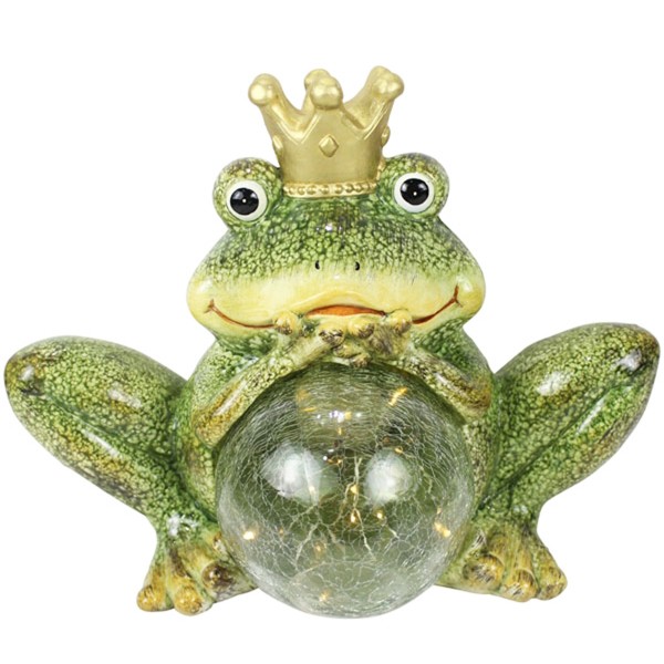 Frosch mit Kugel und Krone Solar 40cm