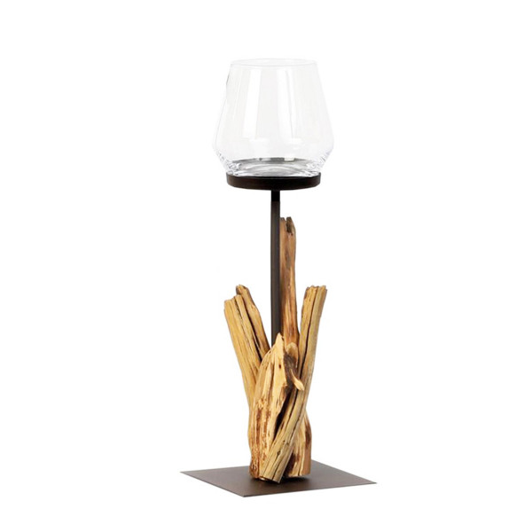Holz Windlicht Raisa, 40cm, Naturholz, WMG Grünberger