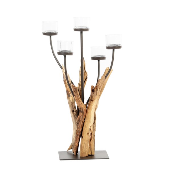 Windlicht Holz Cohiba 60cm 5-flamig WMG Grünberger