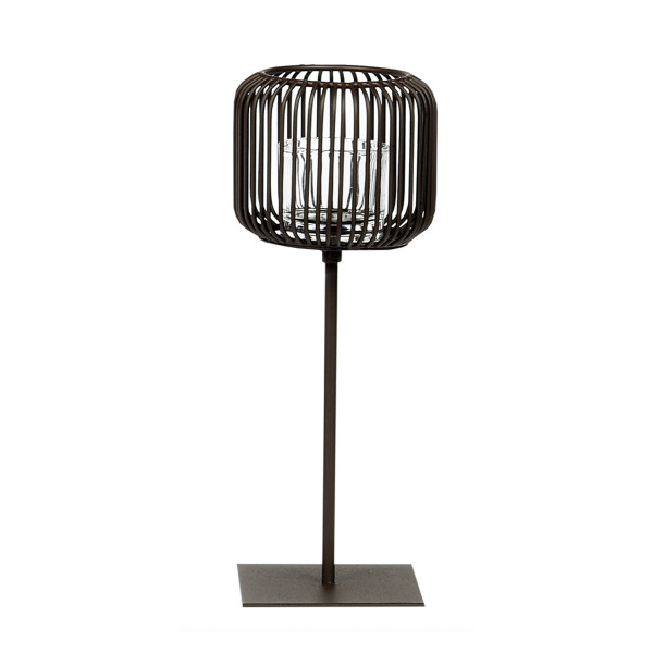 Eisen Windlicht Pino hoch, Kerzenhalter schwarz, 30cm, WMG Grünberger