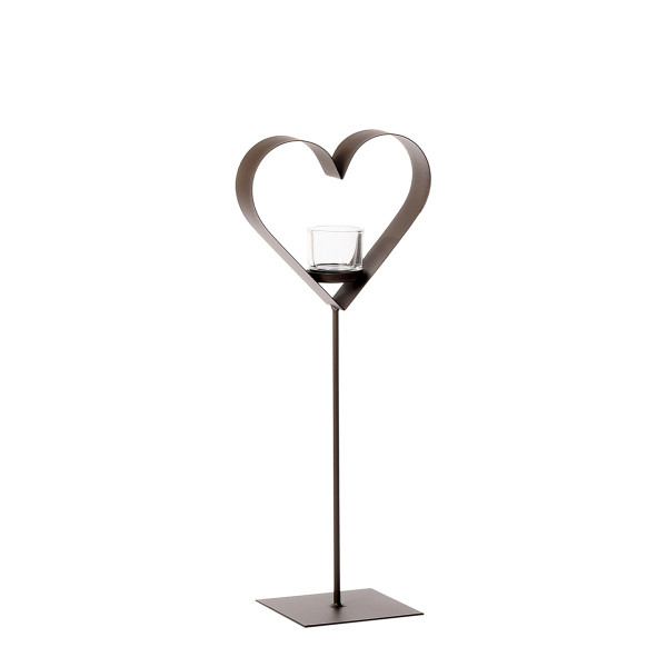 Deko Windlicht Herz Anna, breites Metallherz auf Metallständer, 55cm, WMG Grünberger
