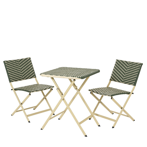 Bistroset Como grün-beige, Balkon- Gartentischset 3 teilig, klappbar, outdoor