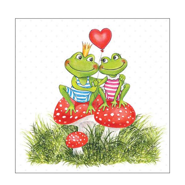 Ambiente Papierservietten verliebte Frösche, Frogs in Love, 33x33cm