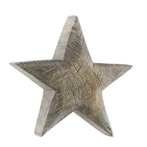 Deko Holzstern grau, Stern sägerau aus Pappelholz, 30cm, WMG Grünberger