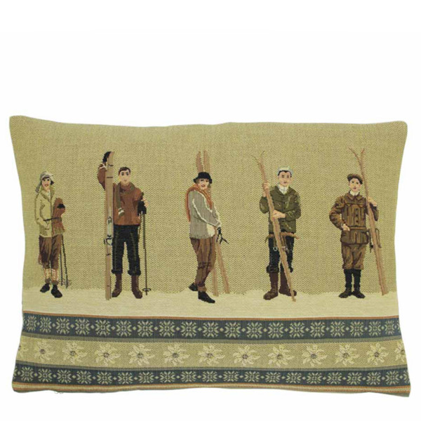 Gobelin Kissen Ski Winternostalgie, 5 Skifahrer Nostalgie, 30x45cm, Mars &amp; More