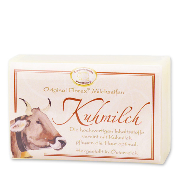 Kuhmilchseife eckig, klassisch mit Kuh Motiv, 100g, Florex