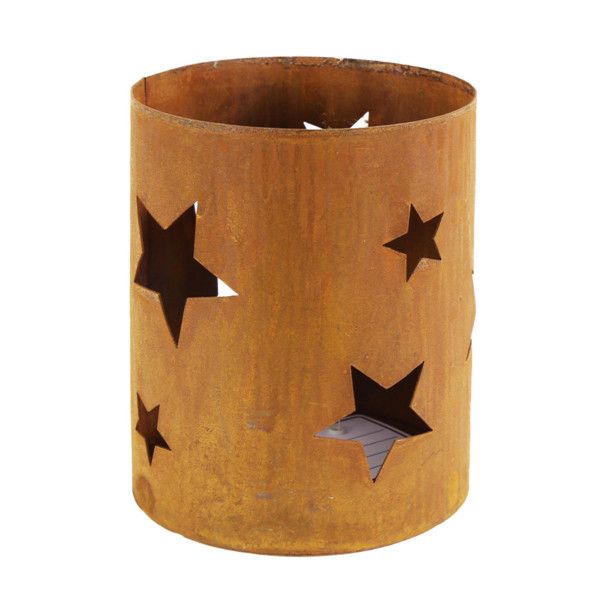 Deko Windlicht Sterne, Edelrost Windlicht mit Patina, 11x14cm