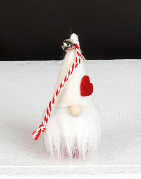 Wichtel &quot;Daniel&quot;, 9cm, weiße Filzmütze, zum Hängen