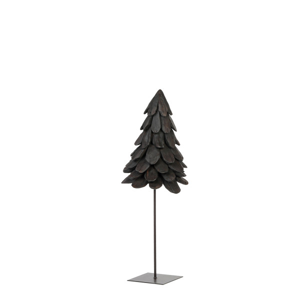 Deko Tannenbaum Teak schwarz, Tanne aus Naturholz auf Eisenständer, 70cm, WMG Grünberger