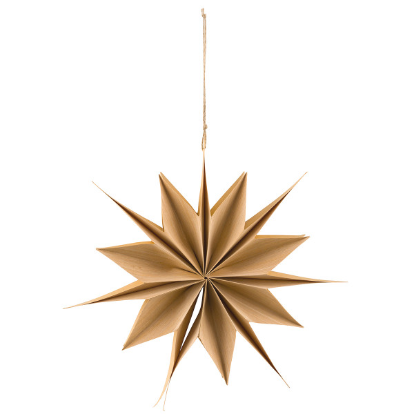 Deko Stern Weihnachten natur, Papierstern in Holzoptik natur, Ø35cm, Hänger