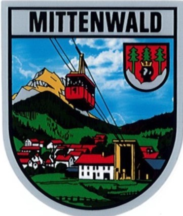 Aufkleber in Wappenform Mittenwald Bergbahn