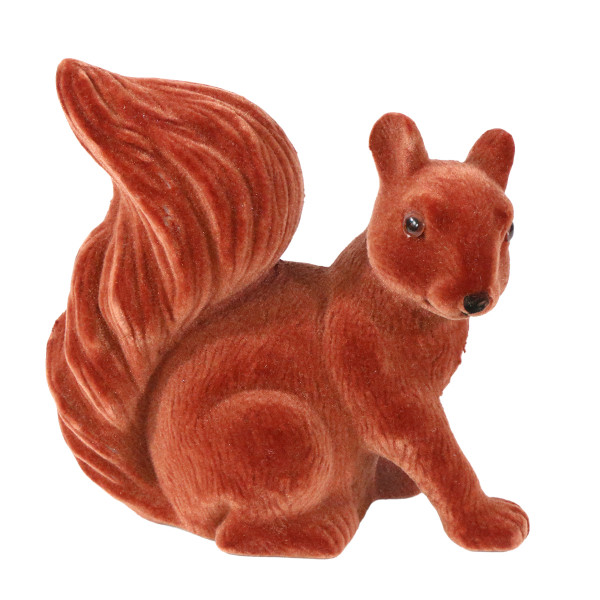 Deko Eichhörnchen samtlook rotbraun, Kunststoff Eichhörnchen, 18cm