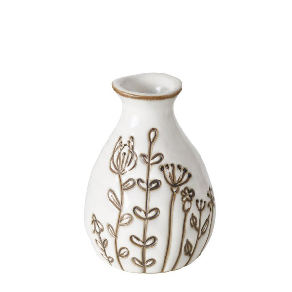 Blumenvase Bloma, Keramikvase mit Blumendesign, 8x6cm, Boltze Home Collections