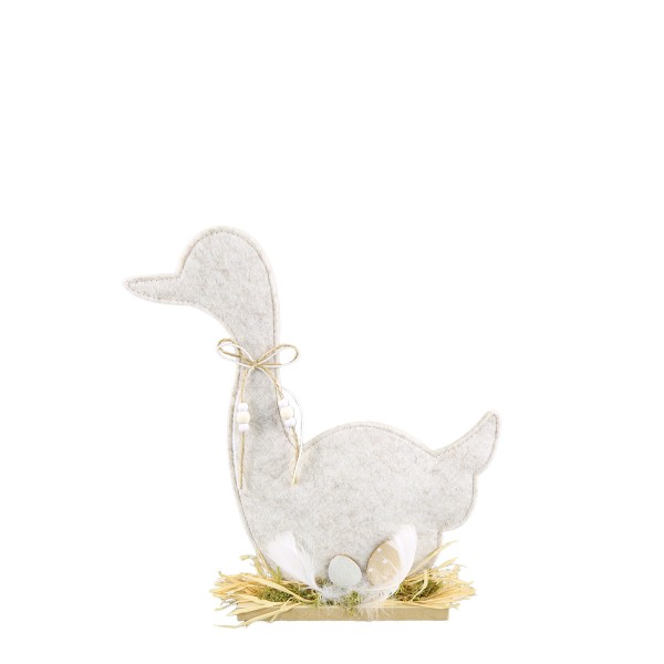 Filz Gans mit Eier grau,10x30cm