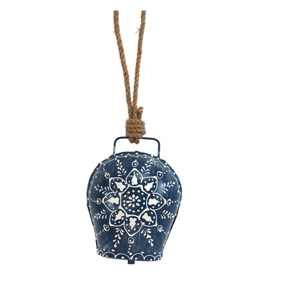Metall Glocke, antik blau, 13cm