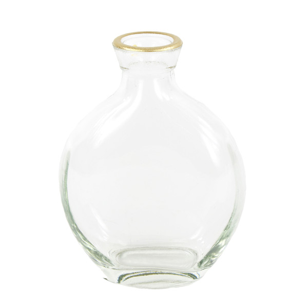 Deko Blumenvase, ovale Vase klar mit dünnem Goldrand, 5x11cm