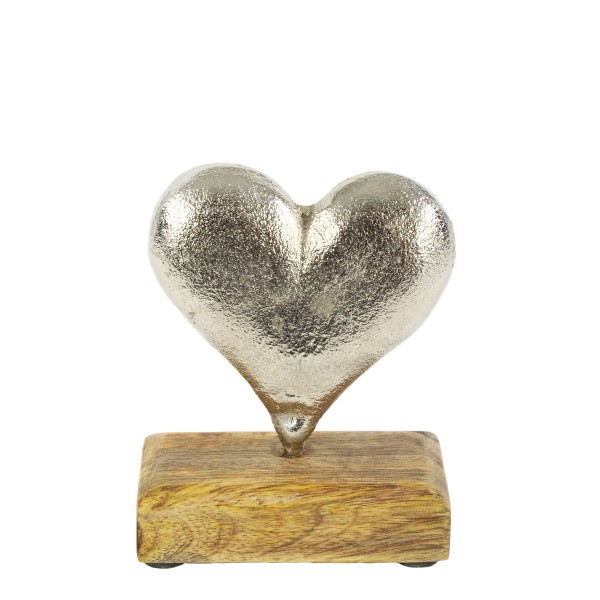 Metall Herz auf Holzfuß 12cm Aufsteller