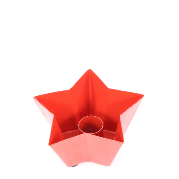 Deko Kerzenhalter Stern, Kerzenhalterschale für Stabkezen, rot, 11x5cm, Metall