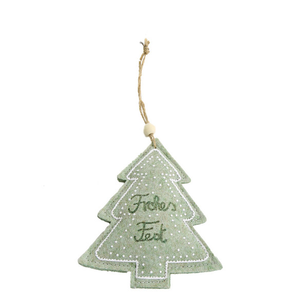 Deko Filzanhänger Baum, Frohes Fest, grün
