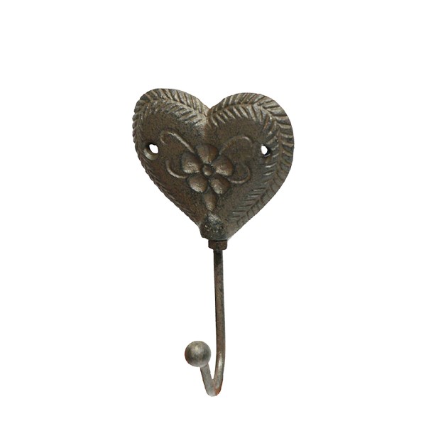 Wandhaken Herz Gußeisen 15x7cm