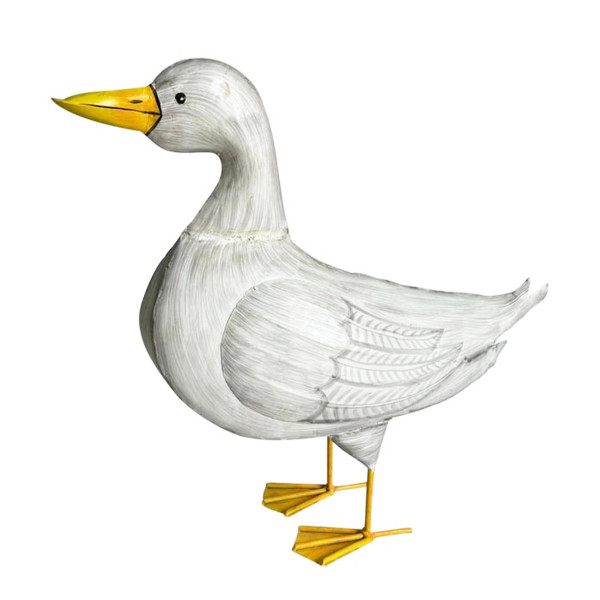 Deko Gans, Metallgans weiß-grau, 65x70cm, Metall