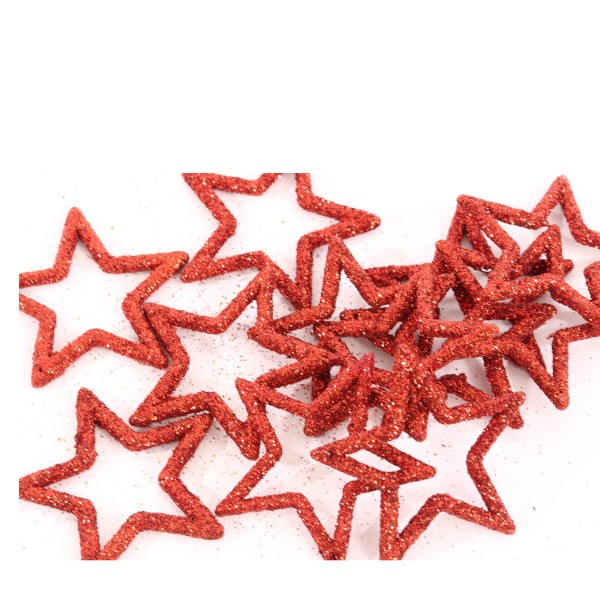 Sterne rot mit Glimmer Ø4cm 36 St Streuer