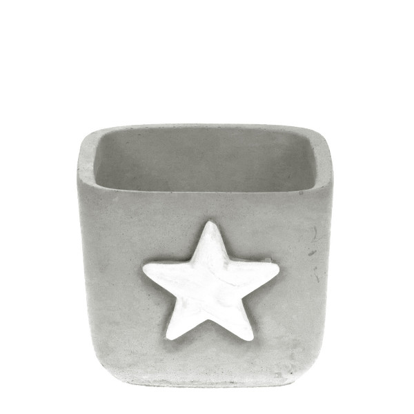Übertopf Stern, betonoptik, grau-weiß, unfinish, 13x12cm, Beton