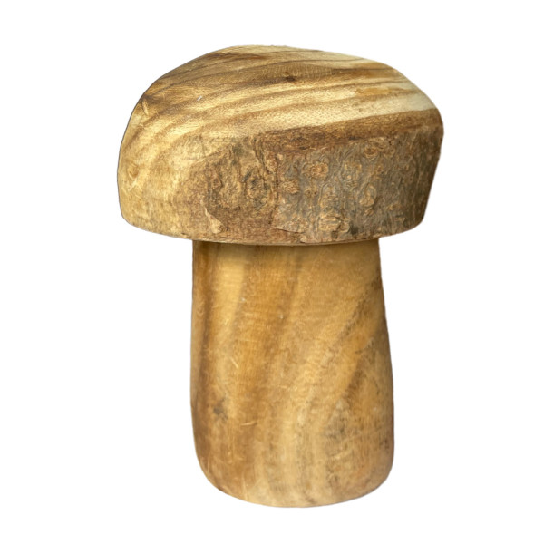 Deko Pilz Naturholz, Holzpilz Natur mit runder Kappe, 19x15cm, DIJK Natural Collections