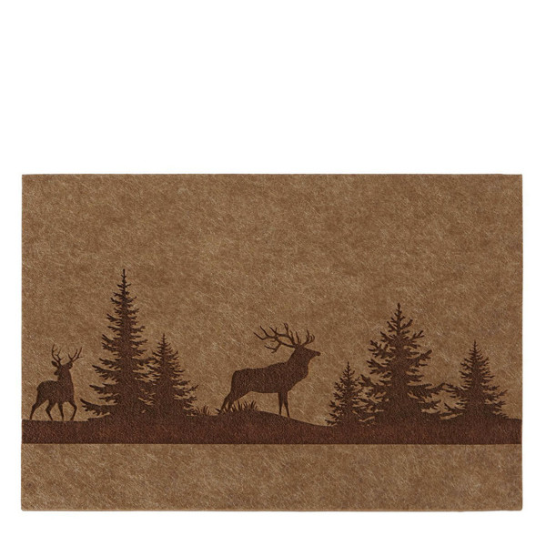 Tischset Hirsch Ludwig, Filzset Hirsche im Wald, braun, 45x35cm, Boltze Home Collections