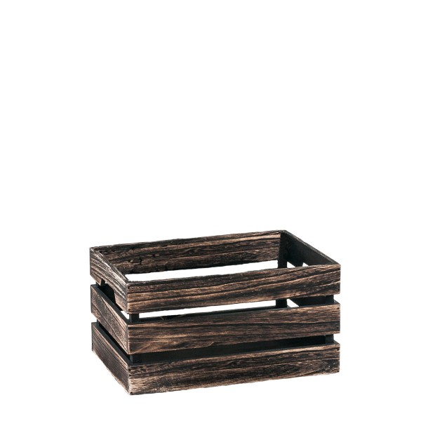 Holz Kiste, rechteckig, dunkelbraun/ schwarz geflammt, 16cm