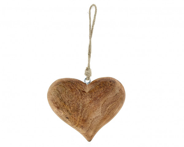 Deko Herz, Holzherz breit, 15x13cm, Hänger, Mangoholz