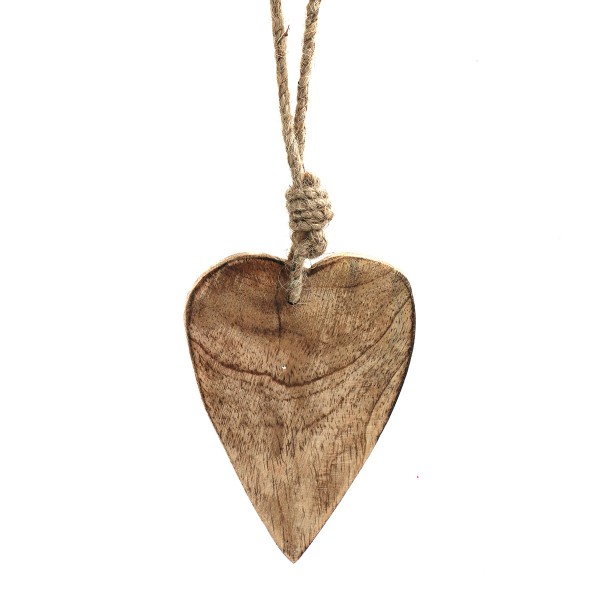 Holz Herz natur, flach, 20cm, Hänger