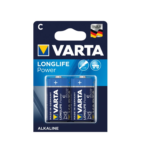 Varta Batterie, Alkaline, Longlife Power, C Baby, 2 St. im Blister