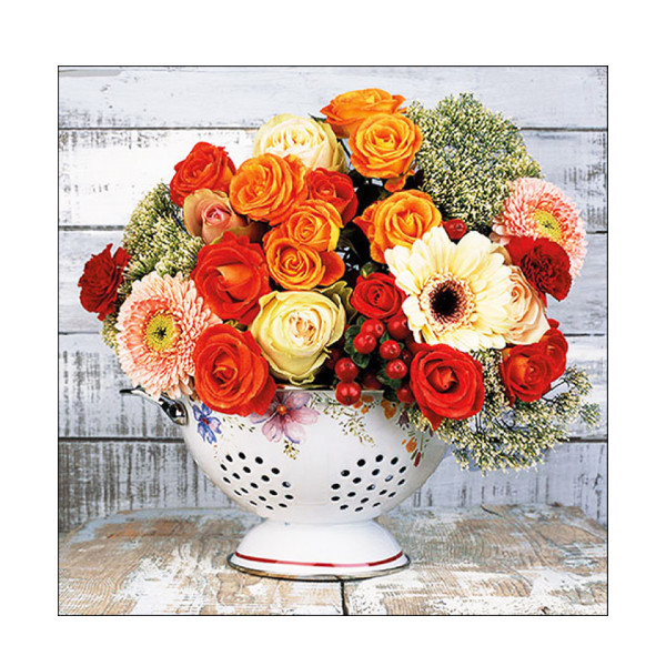 Ambiente Papierservietten Rosen-Blumenmix, Flowerd in Strainer, 33x33cm