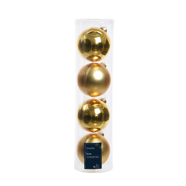 Weihnachtsbaumkugeln aus Glas, gold glanz/matt, Ø10cm, 4St/Box, Decoris