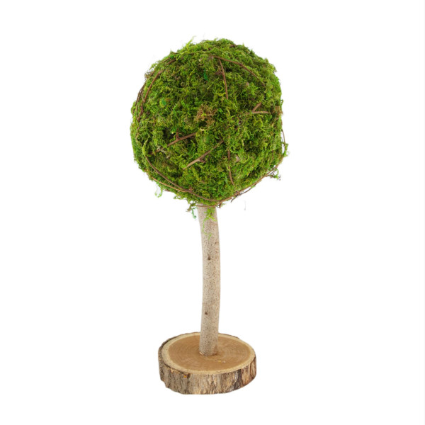 Deko Moosbäumchen, Mooskugel auf Naturholzstamm, 50cm