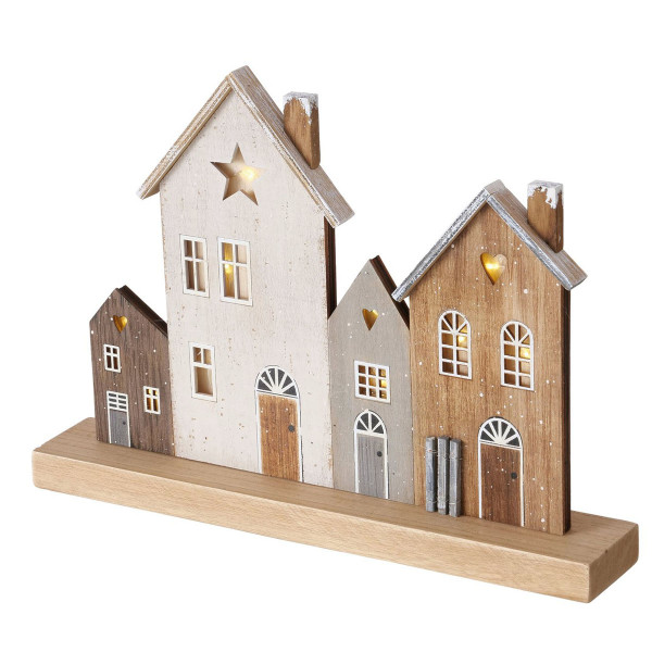 LED Aufsteller Haus Shabby chic, beleuchtete Häuserzeile Weihnachten, 32cm, Boltze Home Collections