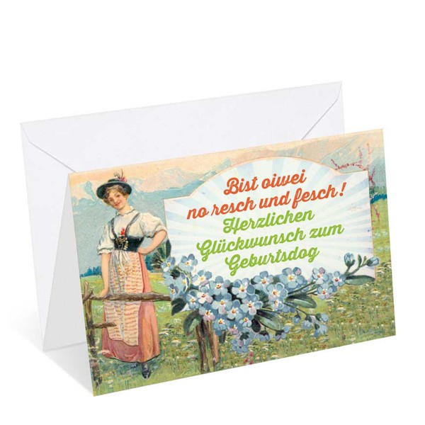 Bayerische Geburtstagskarte: Resch und fesch