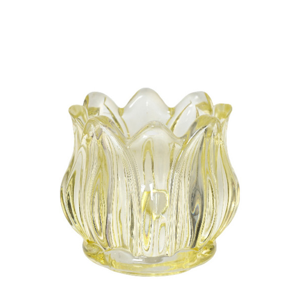 Kerzenhalter Tulpe gelb, Teelichthalter Blüte, Glasblüte gelb, 7cm