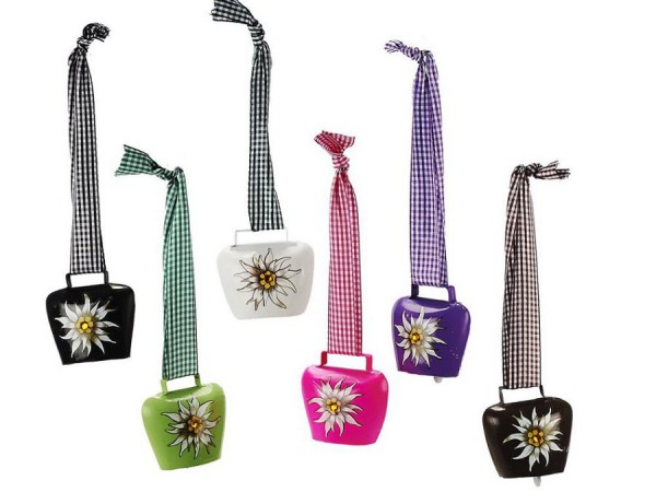 Metall Glocke bunt Edelweiss 6cm