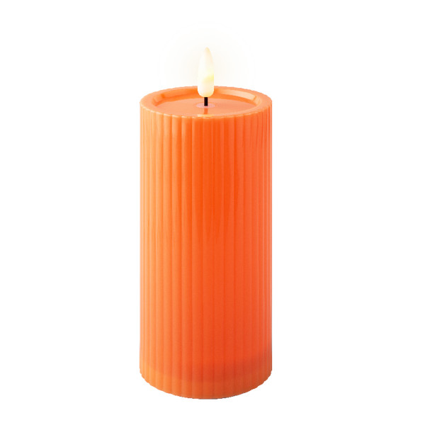Solar Kerze orange, Kerze mit Rillen,15cm, Lumineo