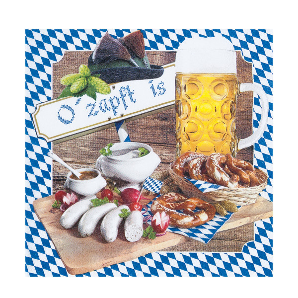 Home Fashion Papierservietten O&#039; zapft is, Weißwurst Frühstück, 33x33cm