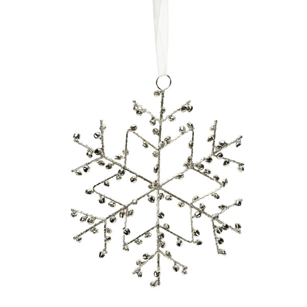 Deko Schneeflocke aus Glöckchen, Metallschellen silber, 15cm, zum Hängen