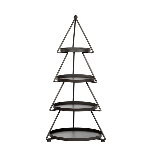 Deko Etagere Tannenbaum, hoher Metallbaum 4-stufig mit 4 runden Schalen, 90cm, WMG Grünberger