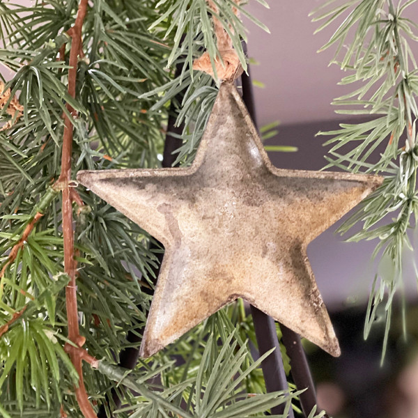 Deko Stern grün, Metallstern antik look grün, Ø12cm, Hänger