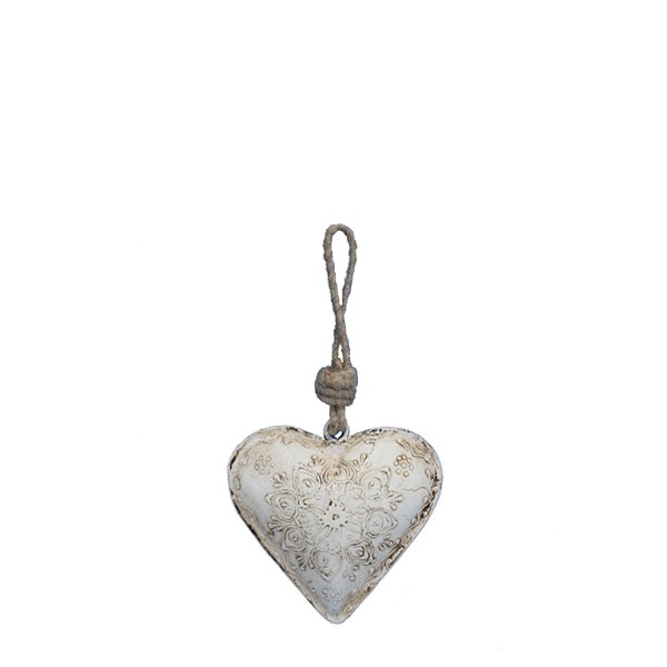 Metall Herz, creme, 10cm, Hänger