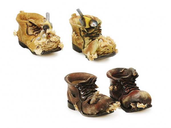 Poly Pflanz-Schuh Maus u. Vogel 11cm
