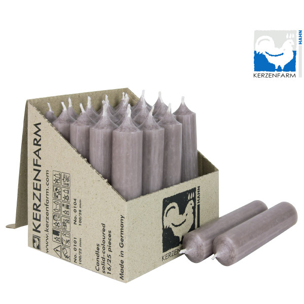 Stabkerze schlamm rustikal, Wachskerze, 100x22mm, Kerzenfarm Hahn
