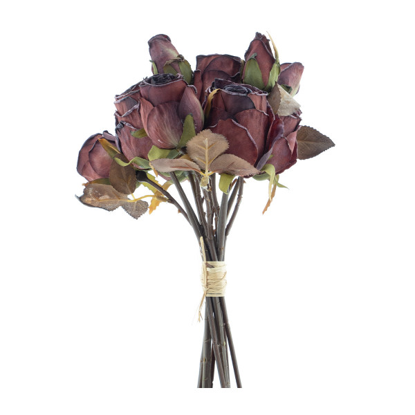 Kunstpflanze Rosen, Rosenstrauß, rot, 12St/Bund, 28cm, Nova Nature